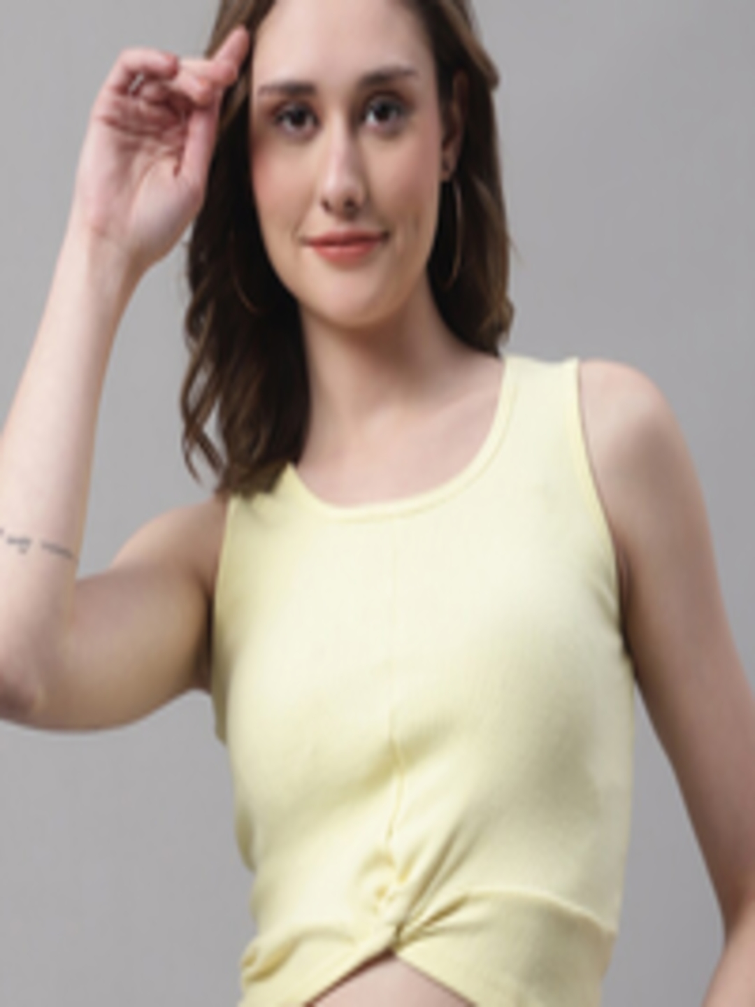 Buy FBAR Sleeveless Ribbed Twisted Cotton Crop Fitted Top - Tops for ...