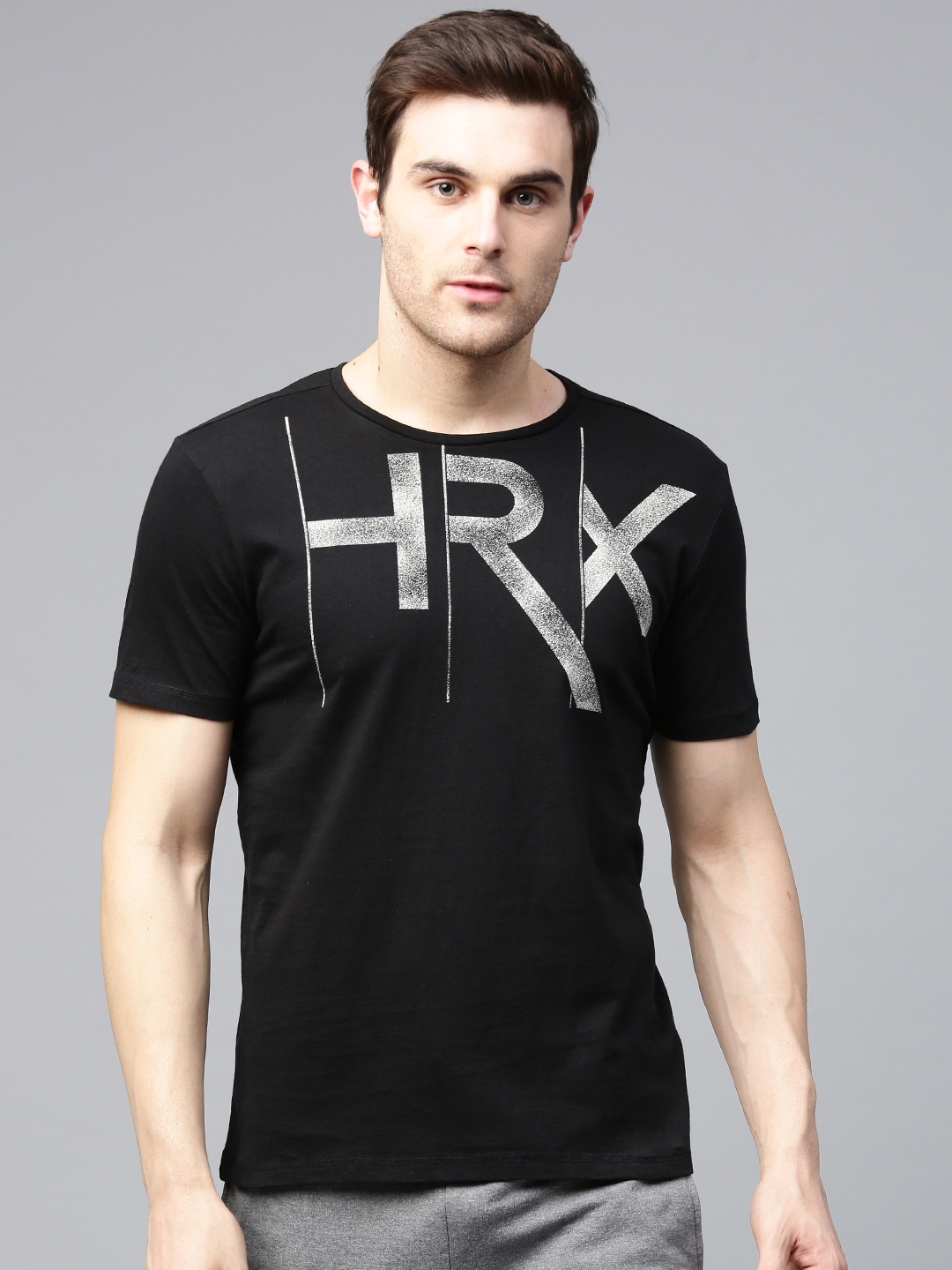 Buy HRX By Hrithik Roshan Men Black Printed Round Neck T Shirt ...