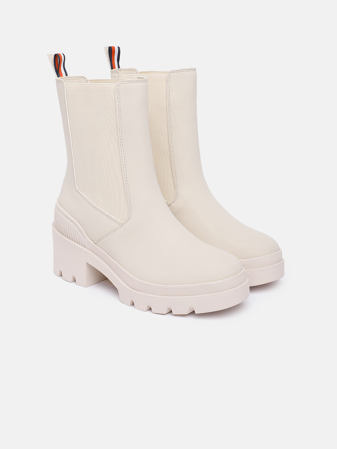 Buy Tommy Hilfiger Women Solid High Top Block Chunky Boots - Boots for ...