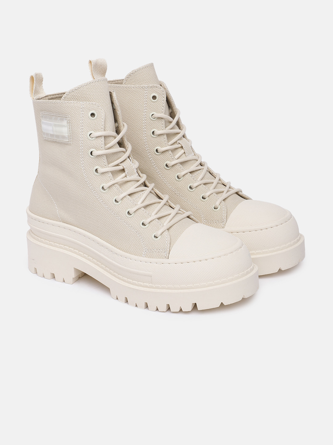 Buy Tommy Hilfiger Women Solid High Top Platform Canvas Chunky Boots ...