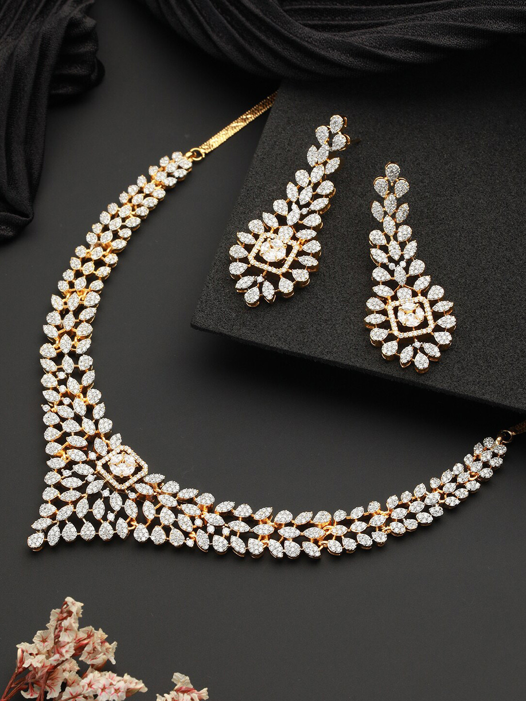 Buy Saraf RS Jewellery Gold Plated CZ Studded Jewellery Set Jewellery