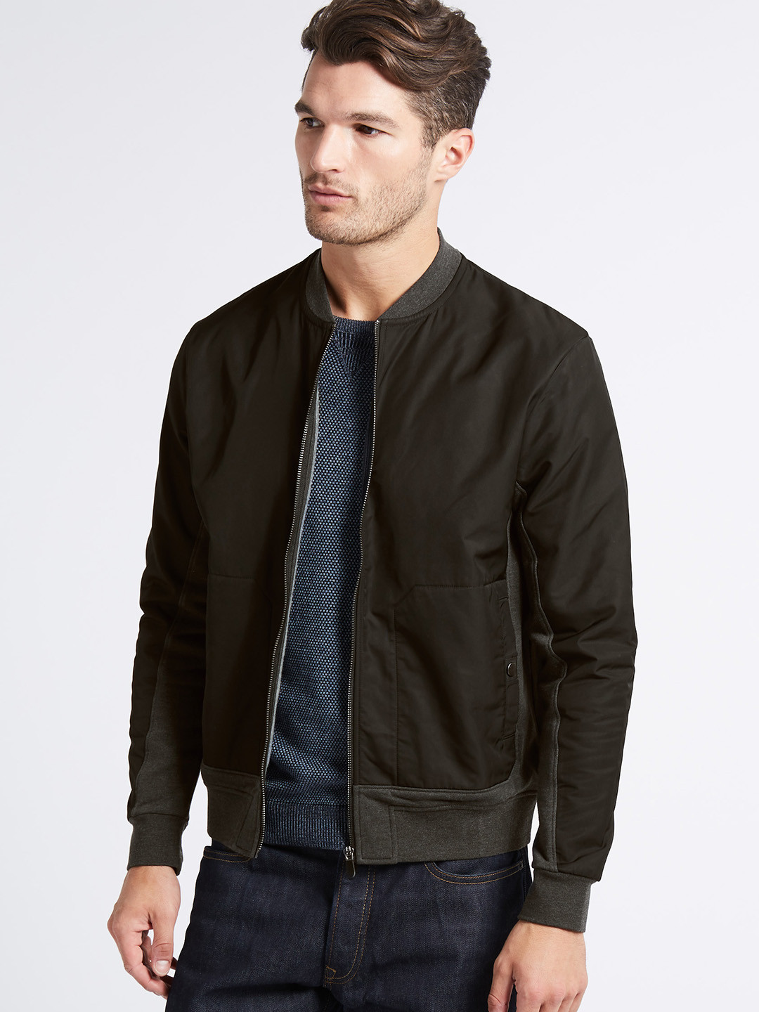 Buy Marks & Spencer Men Black Solid Bomber Jacket Jackets for Men