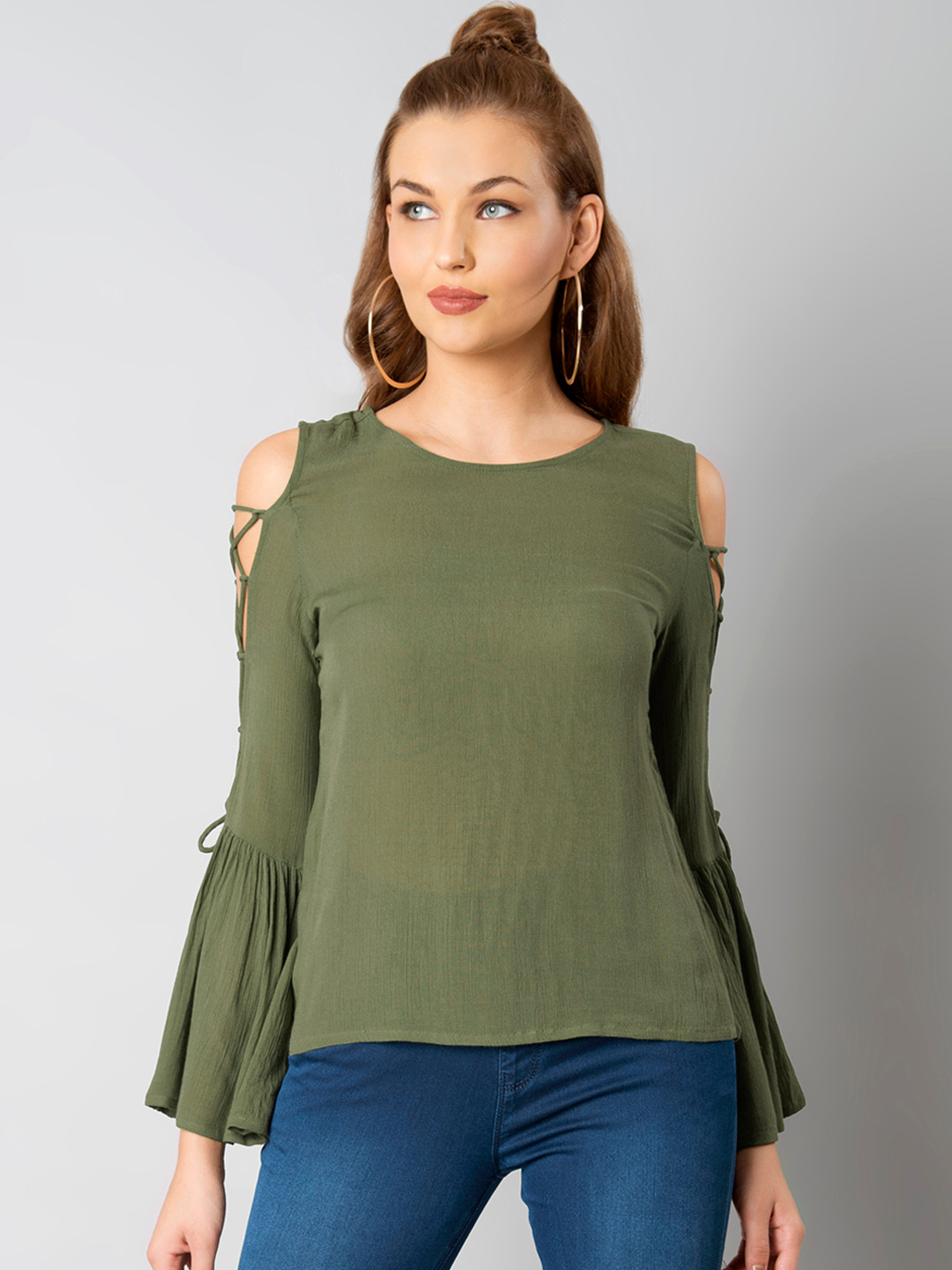 Buy FabAlley Women Olive Green Solid Top Tops for Women 2321532 Myntra