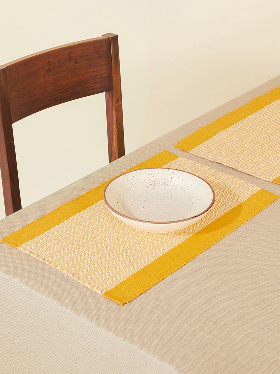 Buy Fabindia 6 Pieces Mustard Yellow Kislay Cotton Table Placemats