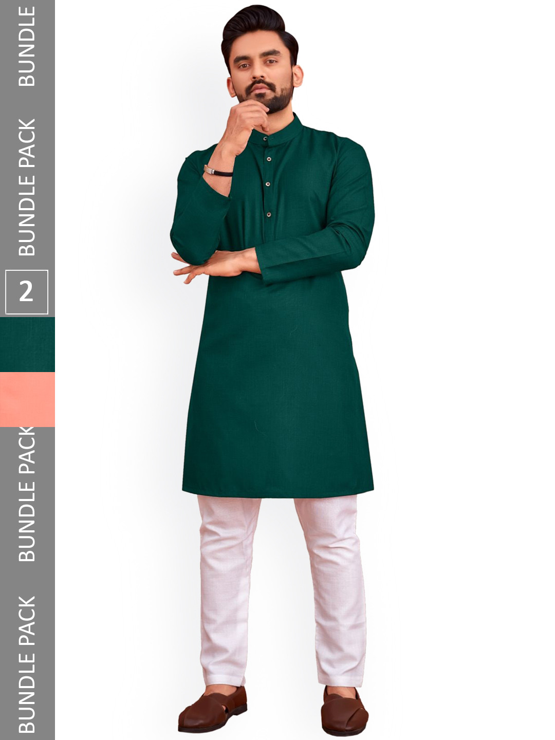 Buy Allan Peter Pack Of 2 Mandarin Collar Cotton Kurtas Kurtas for