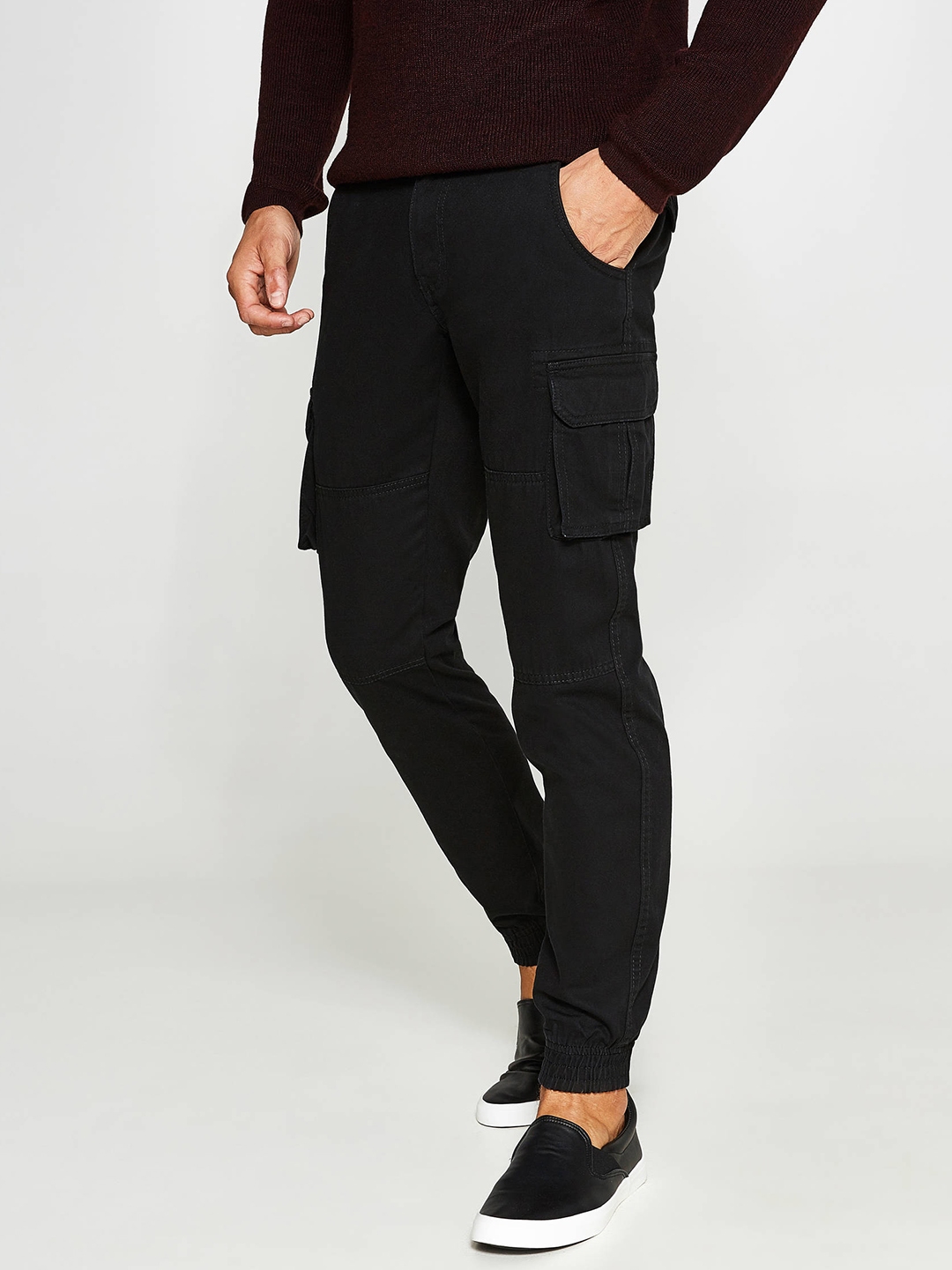 Buy OVS Men Black Solid Cargos - Trousers for Men 2323483 | Myntra