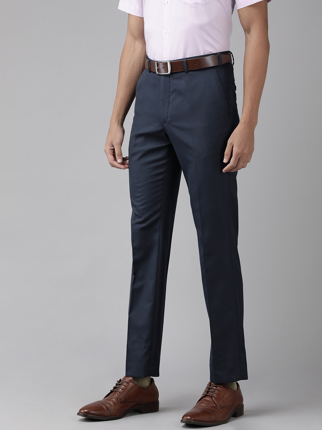 Buy Park Avenue Men Solid Smart Regular Fit Formal Trousers - Trousers ...