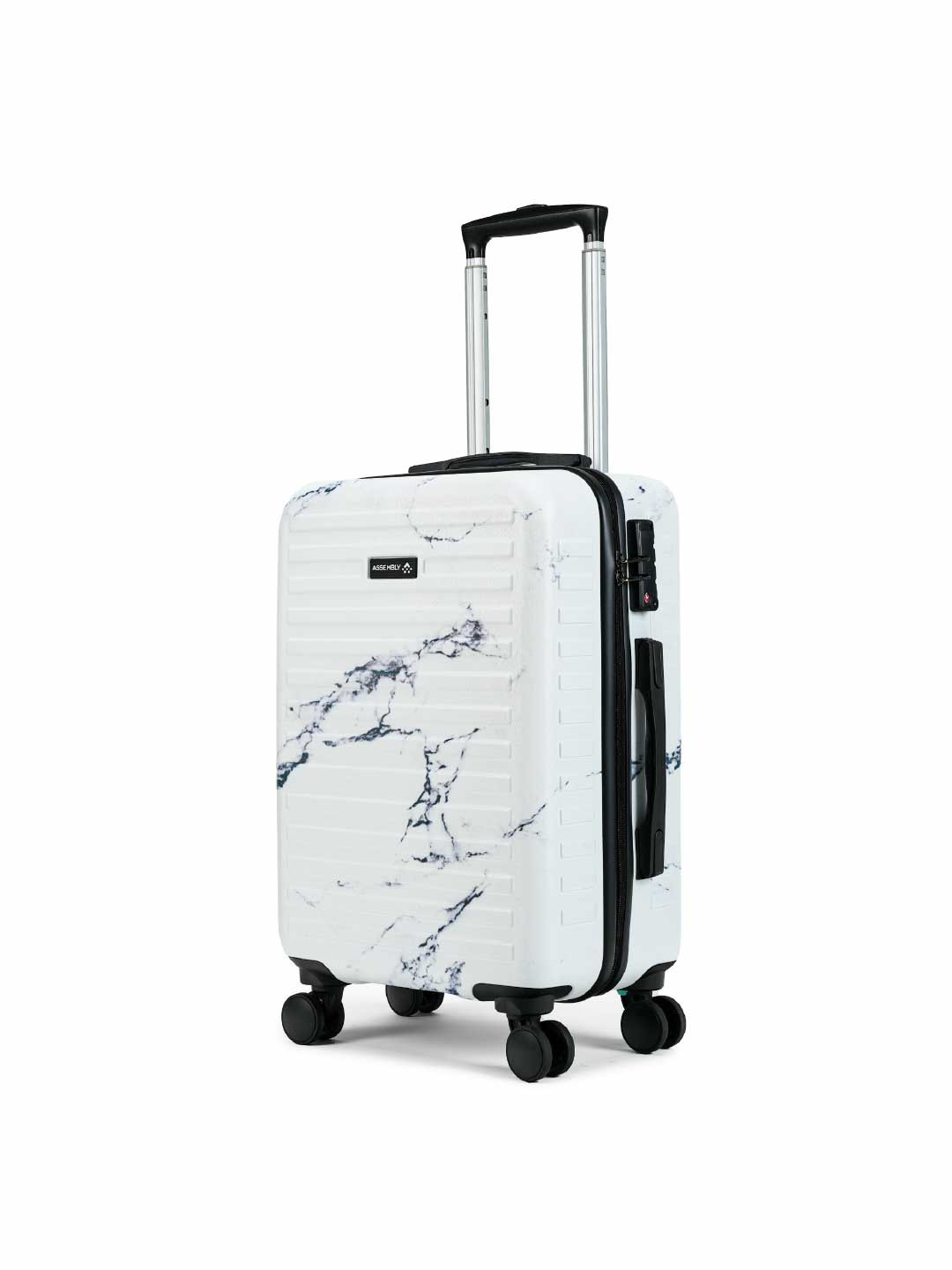Buy Assembly White Marble Printed Hard Sided Cabin Luggage For Flight