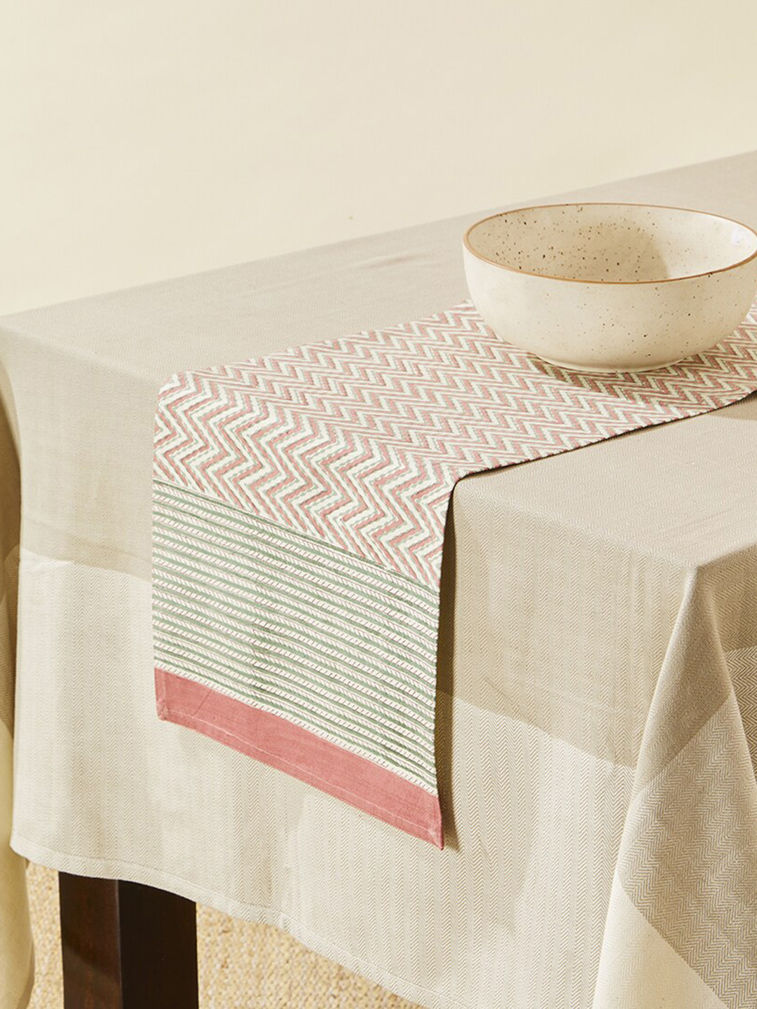 Buy Fabindia Cream Coloured Striped Pure Cotton Runner Runners for