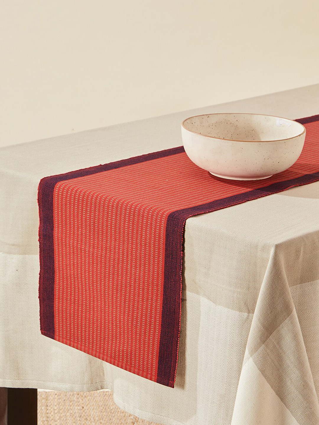 Buy Fabindia Shubhika Red Printed Cotton Small Table Runner Runners