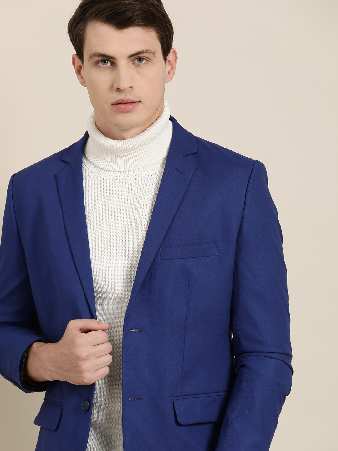 Men's Black Single-Breasted Slim Fit Blazer with Notch Lapel