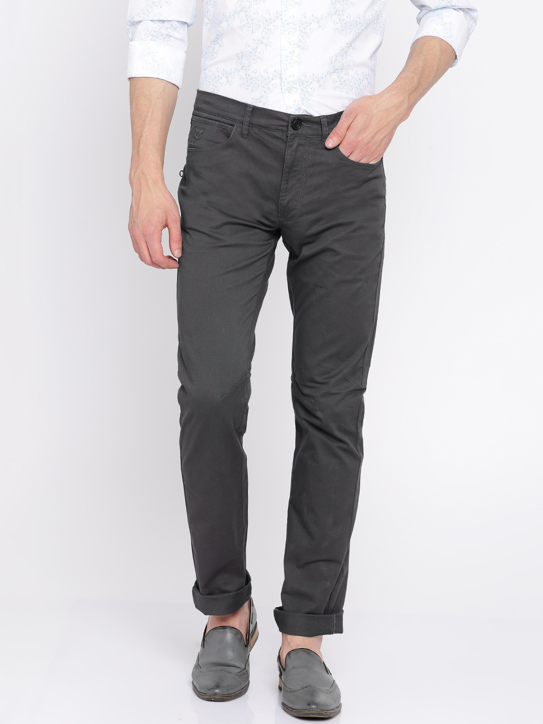 Buy Wrangler Men Grey Slim Fit Solid Chinos - Trousers for Men 2325320 ...