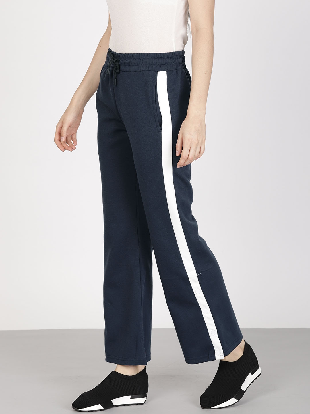 navy blue bootcut trousers
