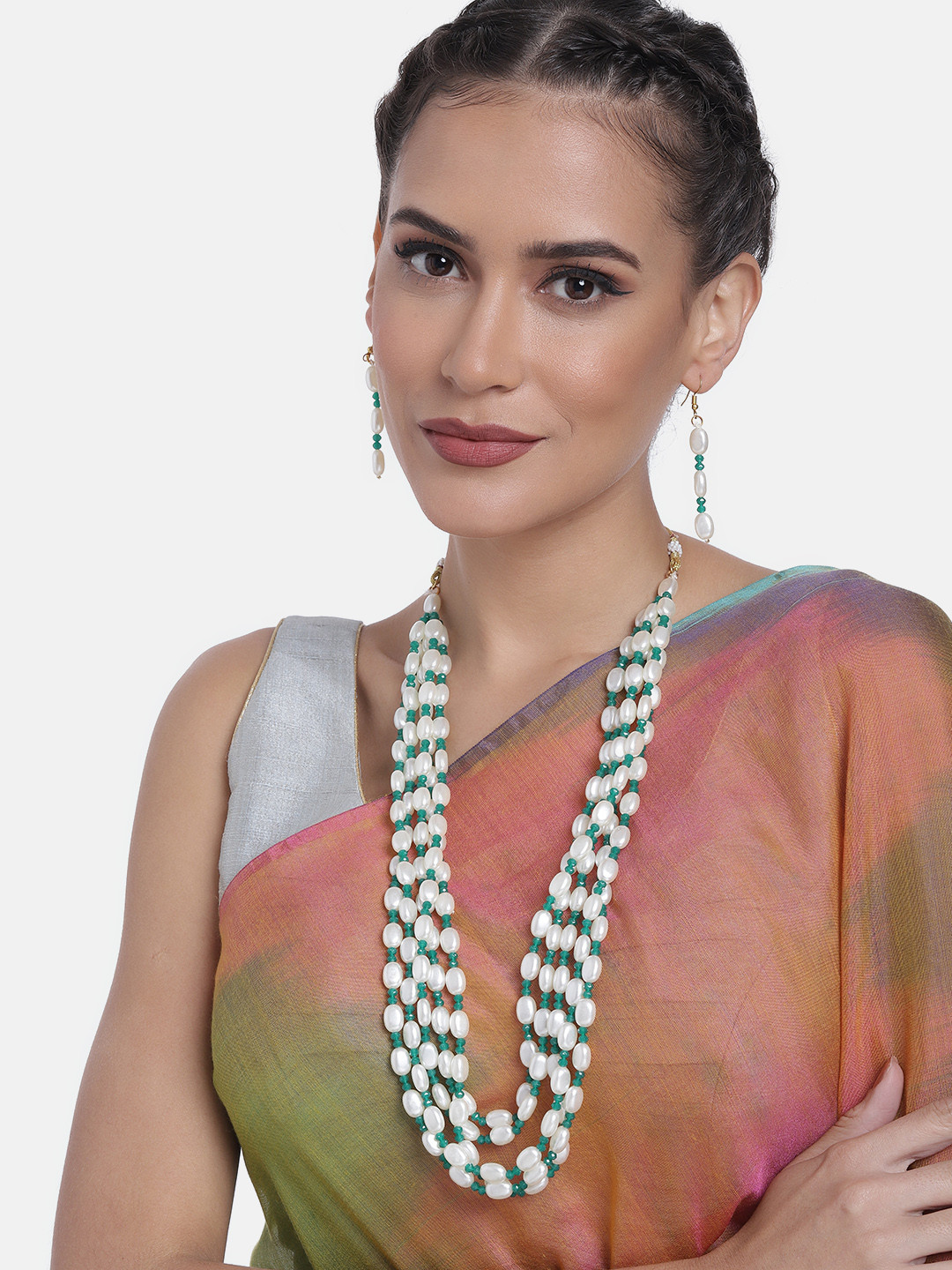 Buy Peora Gold Plated Artificial Beads Layered Jewellery Set