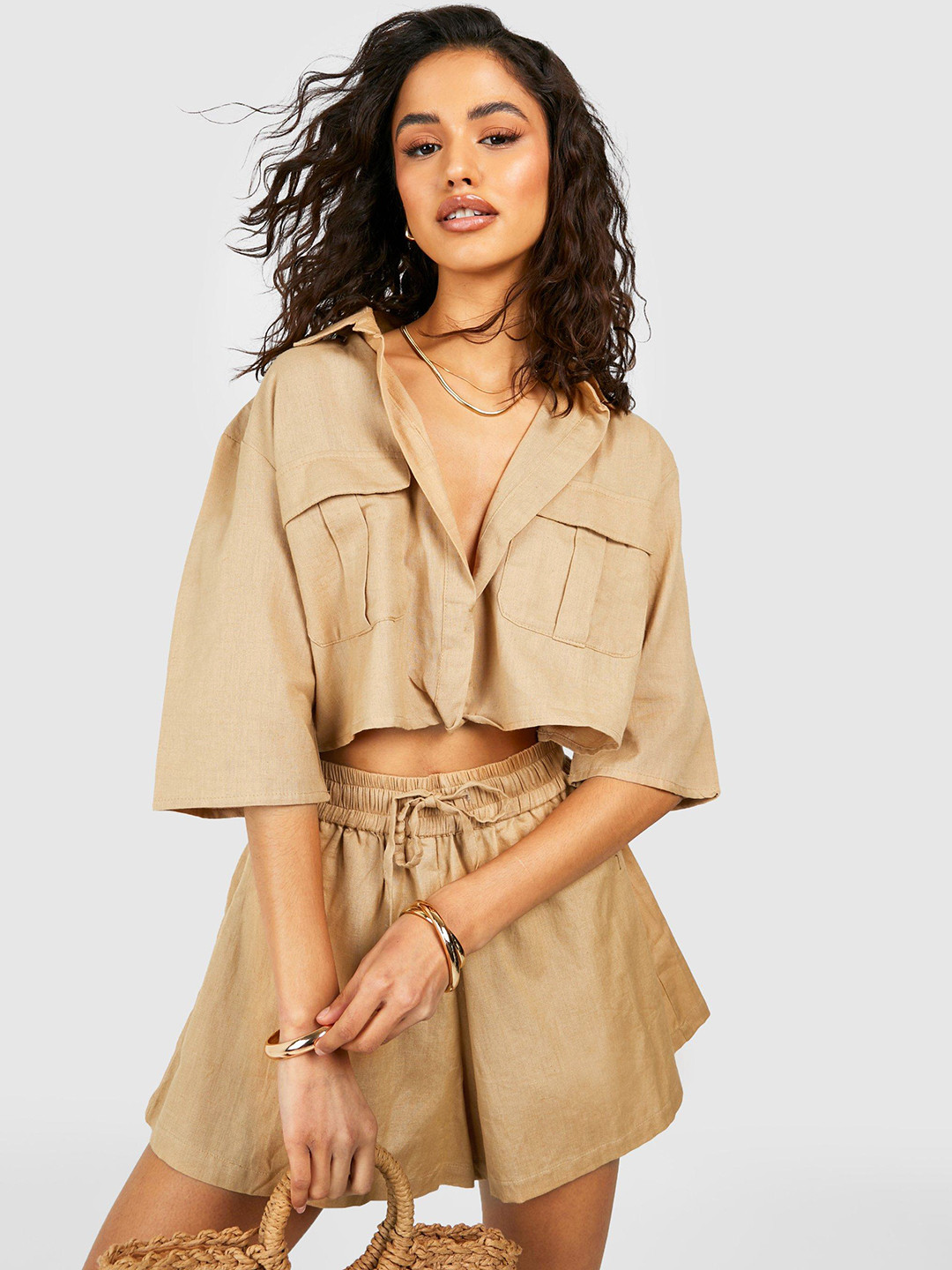 Buy Boohoo Twisted Cotton Shirt Style Boxy Crop Top - Tops for Women ...
