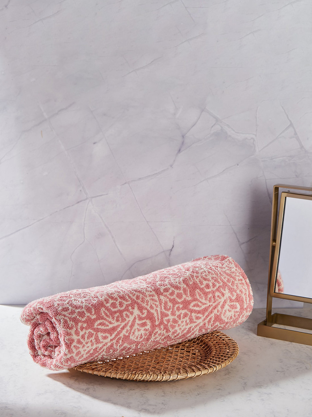 Buy Fabindia Pink Kya Printed Cotton Bath Towel Bath Towels for