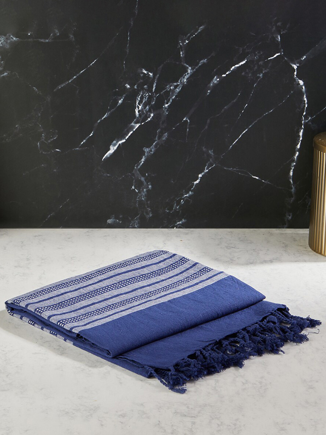 Buy Fabindia Shiraz Blue Cotton 120GSM Hand Towel Hand Towels for