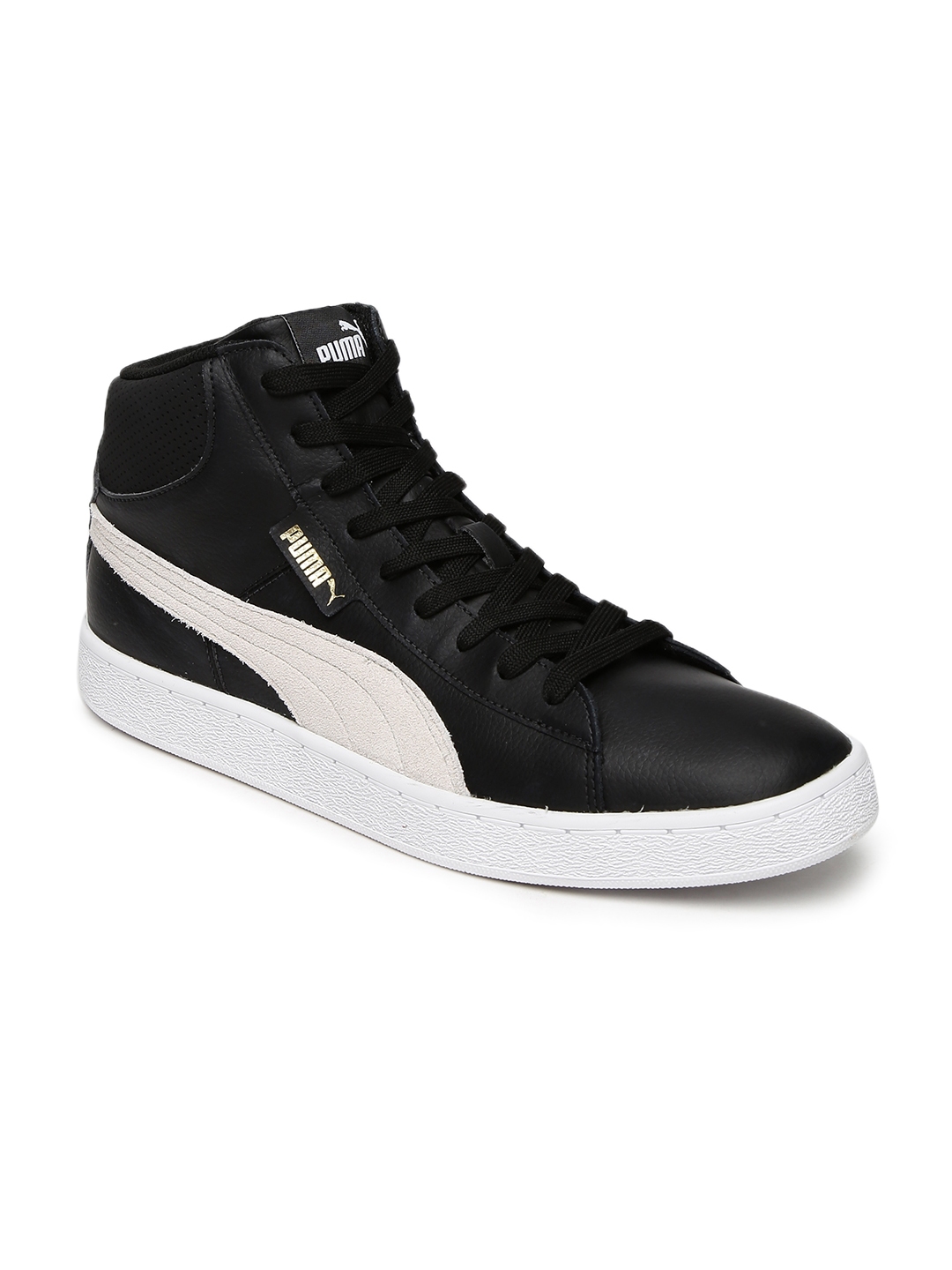 Buy Puma Men Black 1948 Mid Top Leather Sneakers - Casual Shoes for Men ...