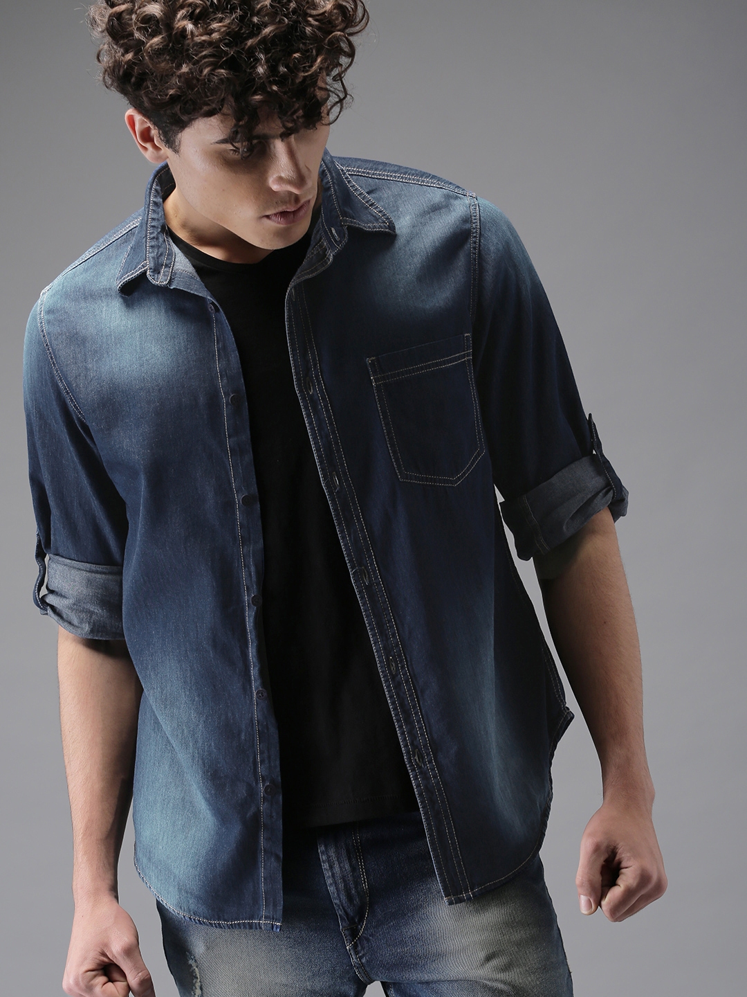 denim shirts myntra