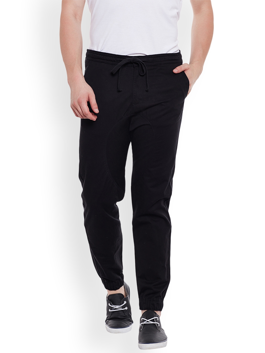 mens black poly joggers