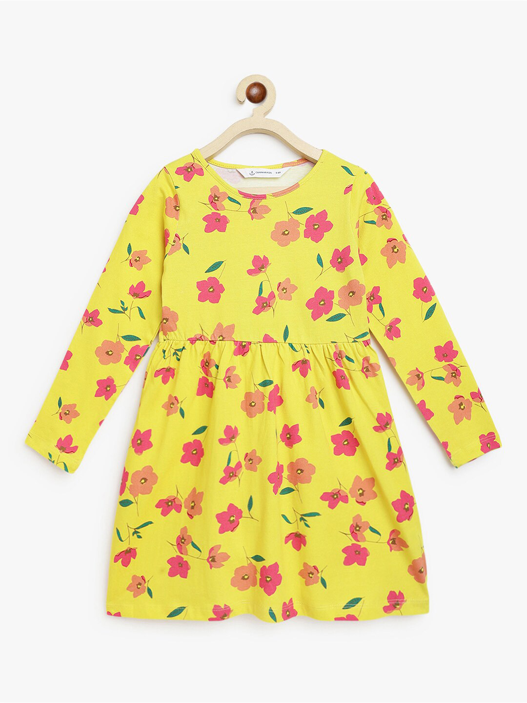 Campana Girls Callie Dress With Collar - Strawberries Print - Turquoise Blue