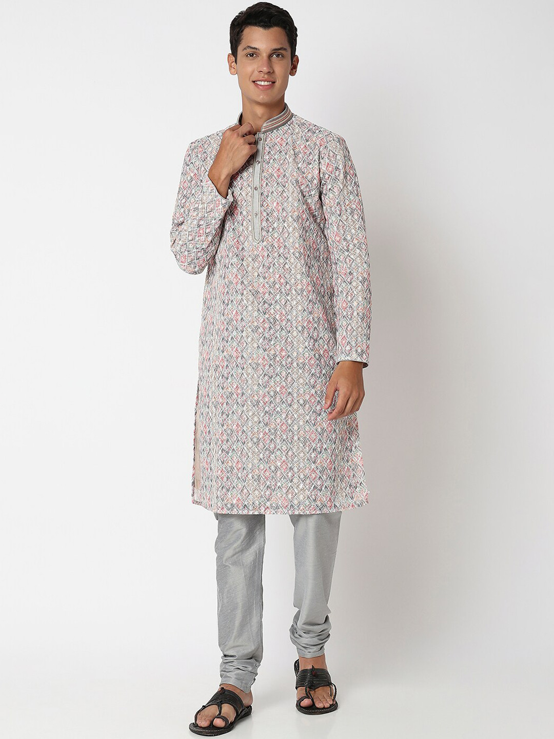 Buy Ethnicity Ethnic Motifs Embroidered Mandarin Collar Kurta With