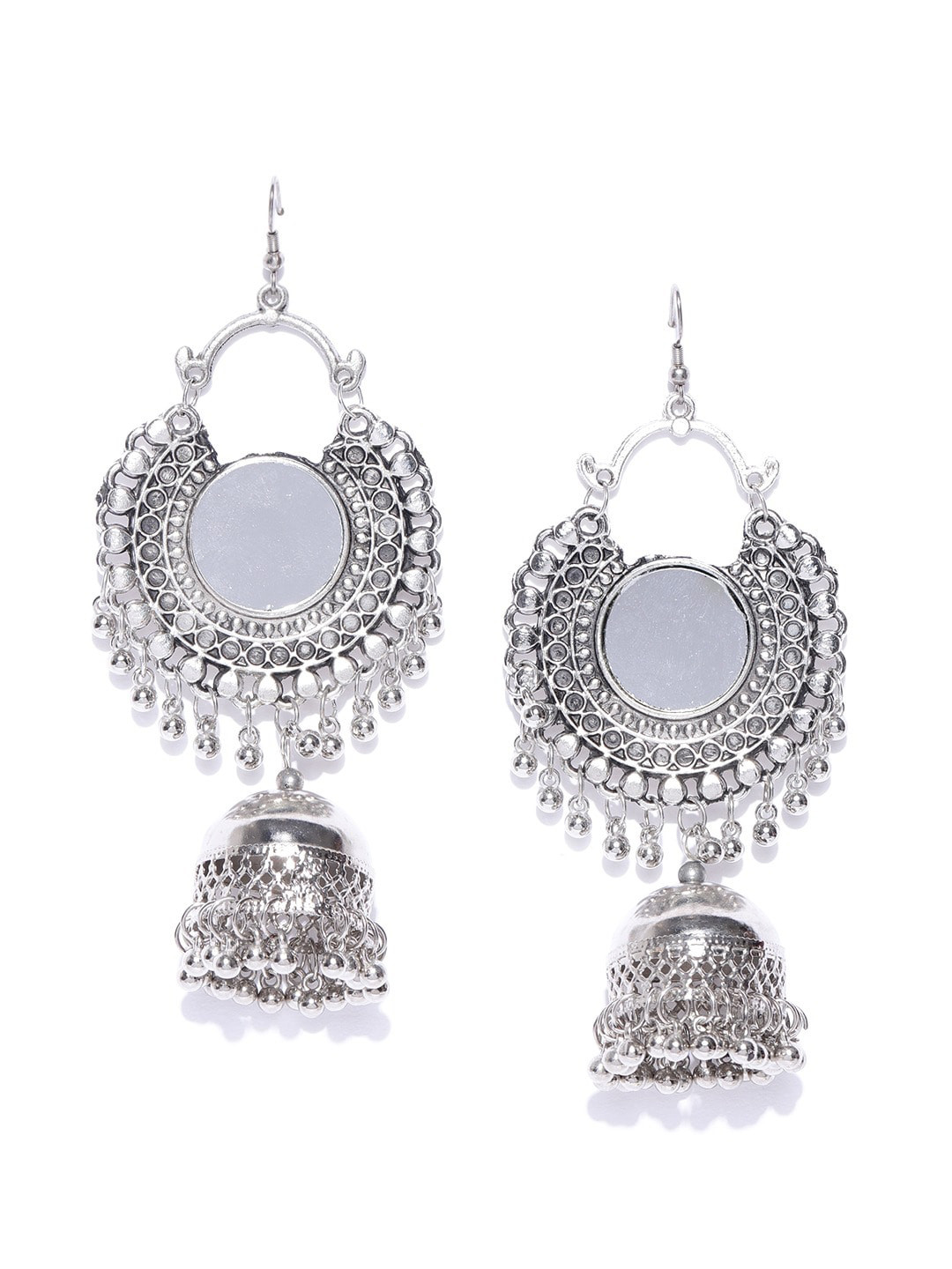 Mirror work jhumka earrings clearance
