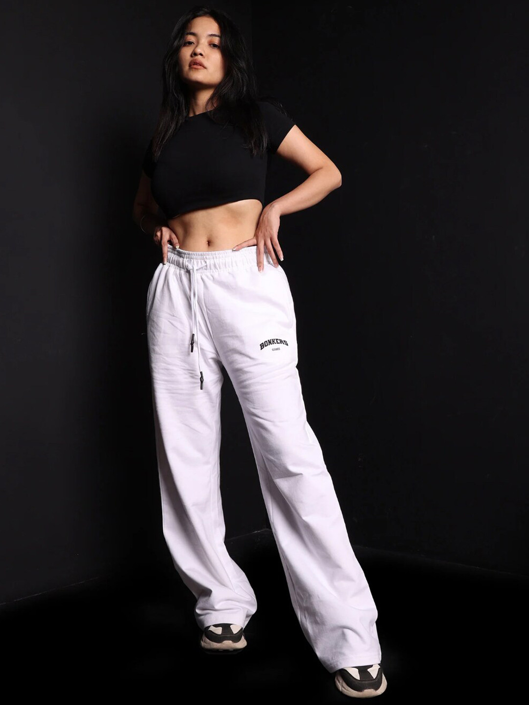 Buy Bonkers Corner Women White Cotton Relaxed Track Pant Track Pants