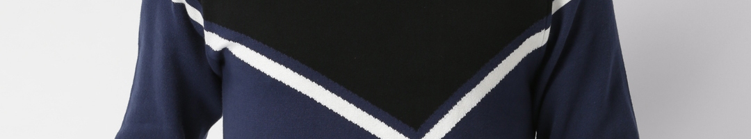 Buy Blue Saint Men Navy Blue & Black Colourblocked Pullover - Sweaters ...