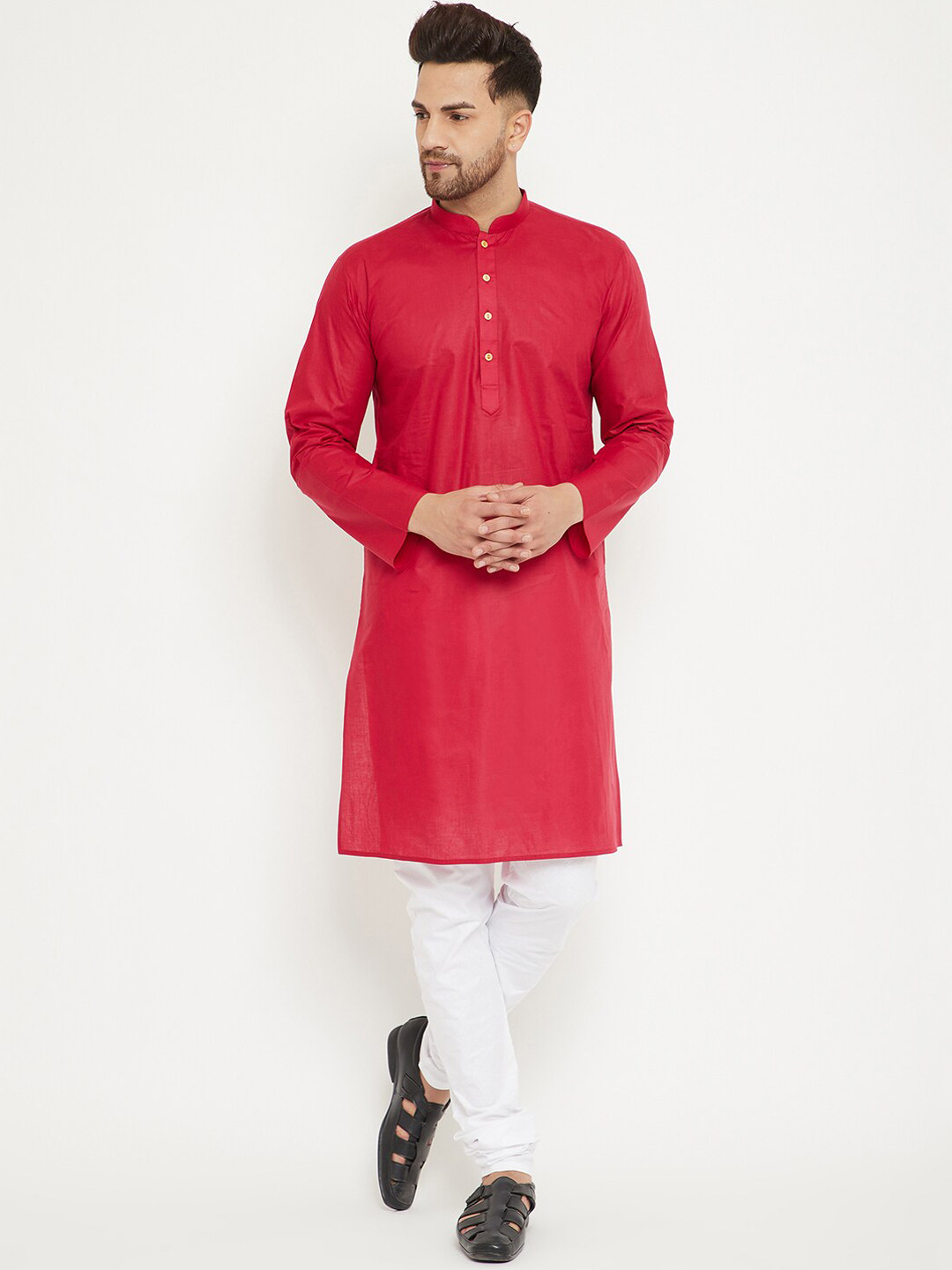 Buy VM Mandarin Collar Kurta With Churidar Kurta Sets for Men