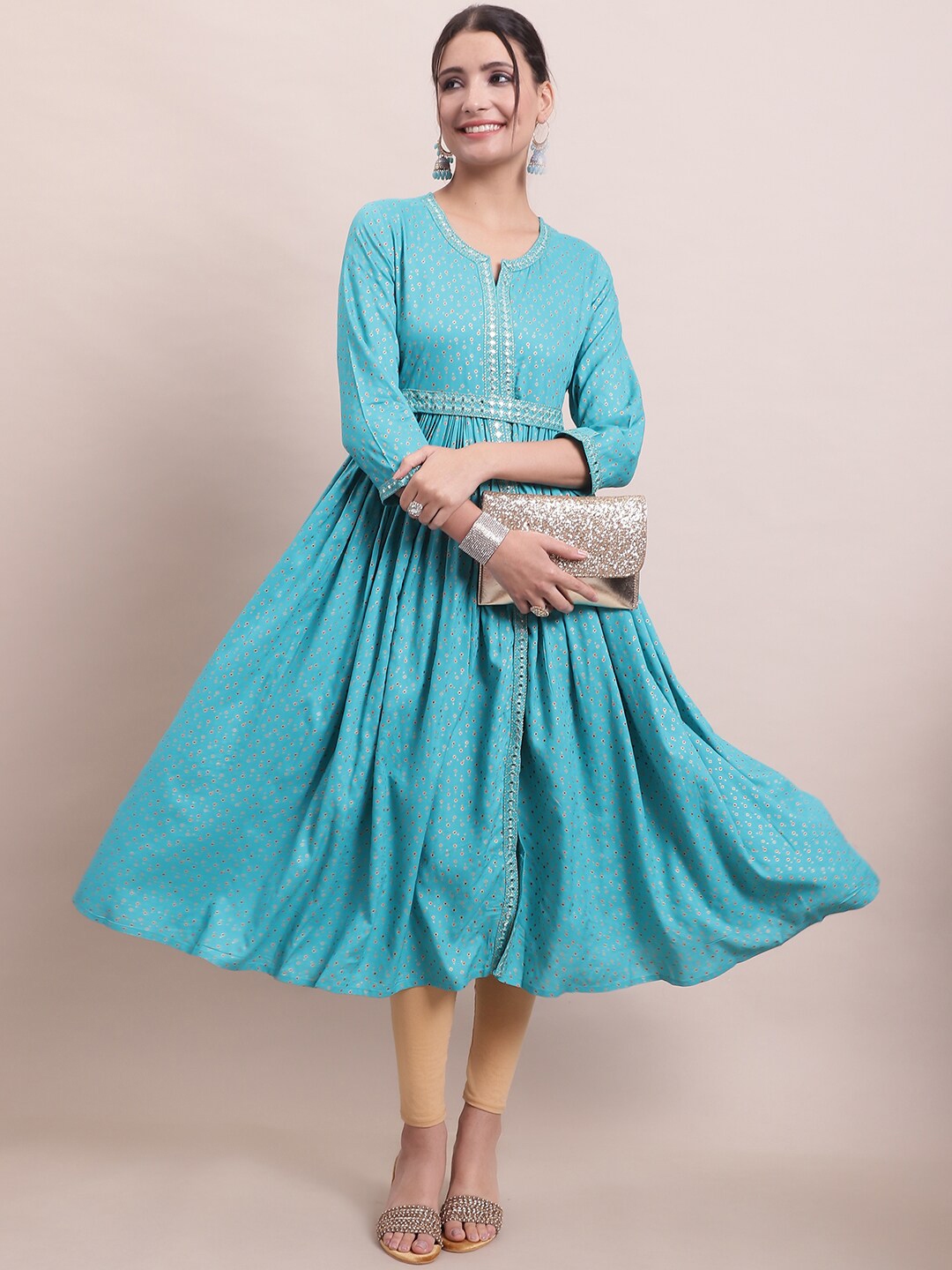 Buy Sangria Embellished Fit & Flared Ethnic Dress - Ethnic Dresses for ...