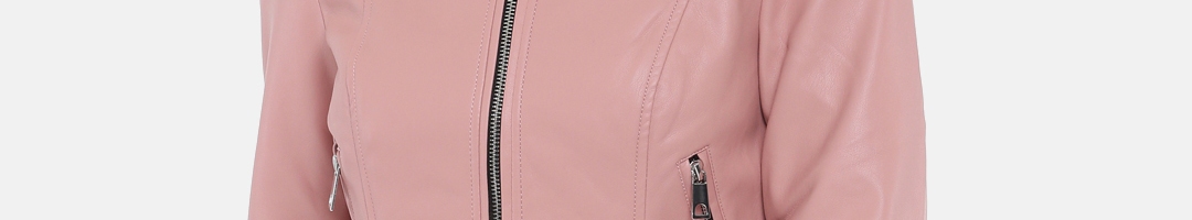 Buy Vero Moda Women Pink Solid Biker Jacket - Jackets for Women 2330685 ...