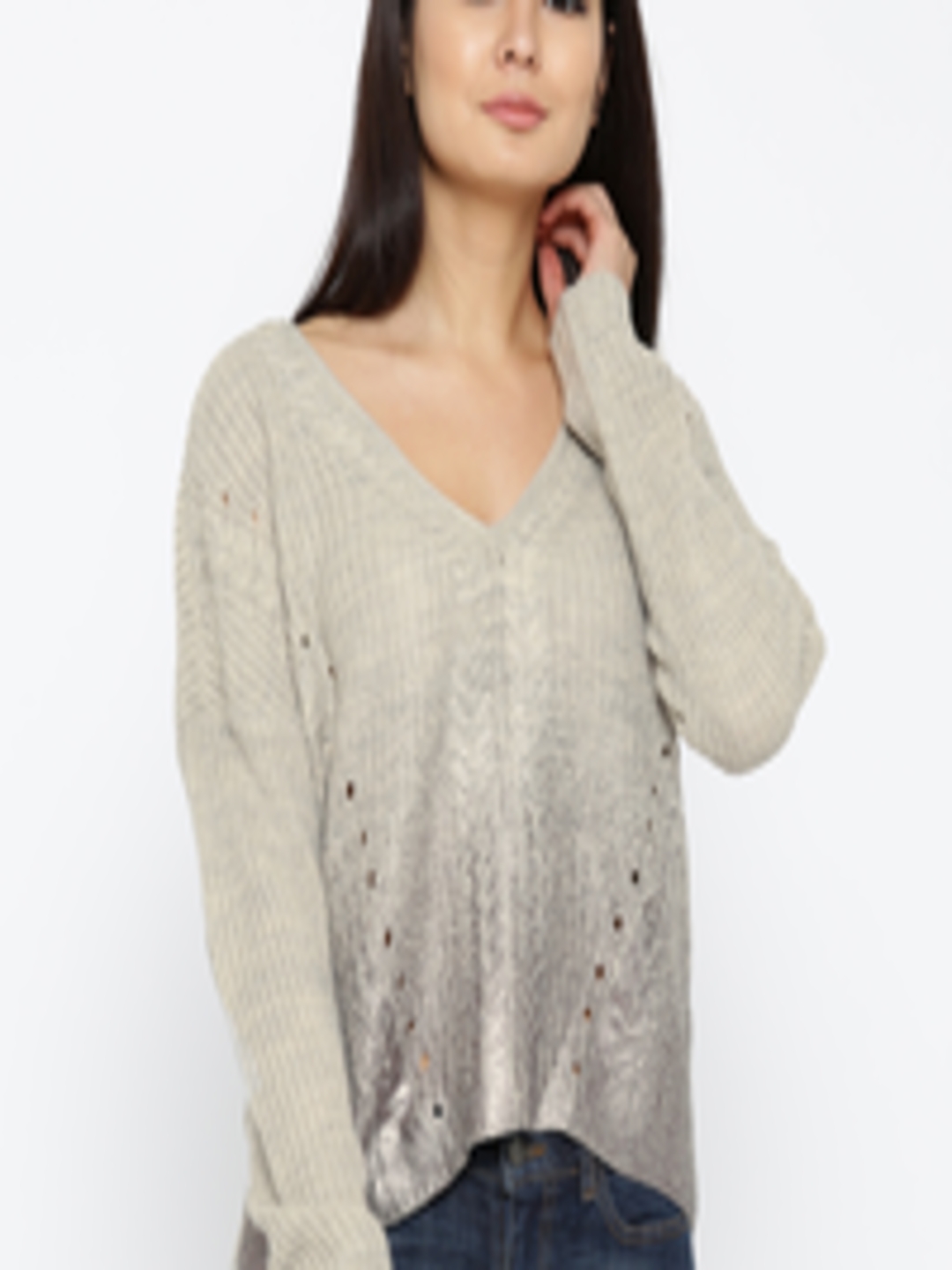 Buy ONLY Women Beige Self Design Sweater - Sweaters for Women 2331084 ...