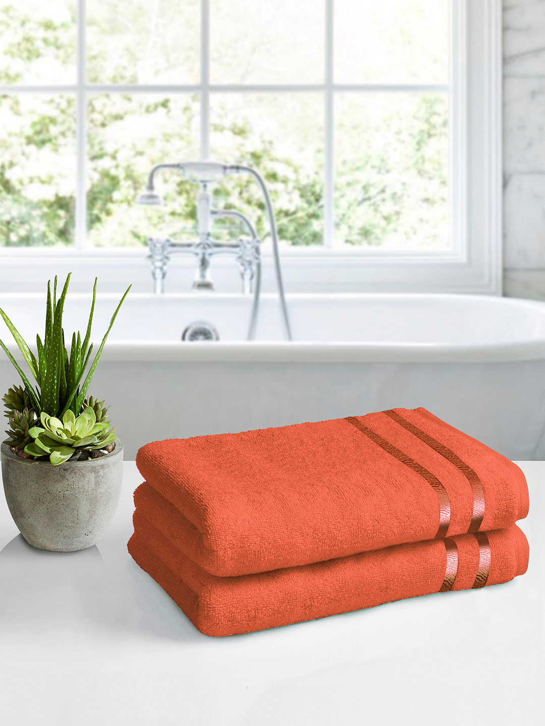 Buy Storyhome Orange Set Of 2 Cotton Bath Towels Bath Towels for