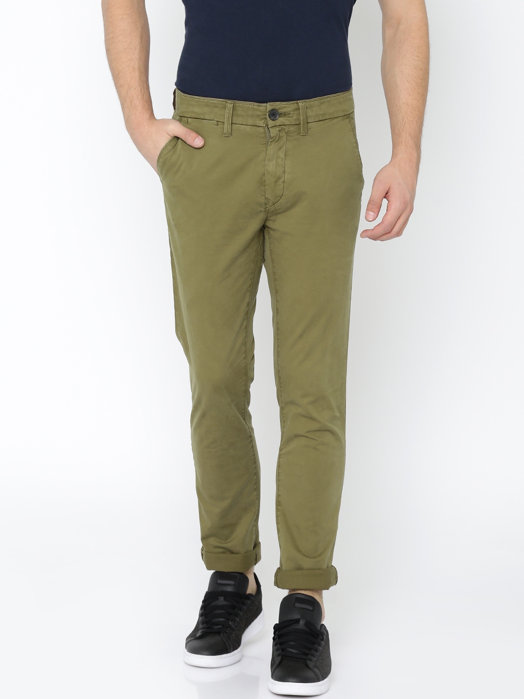 Buy Timberland Men Khaki Skinny Fit Solid Chinos - Trousers for Men ...