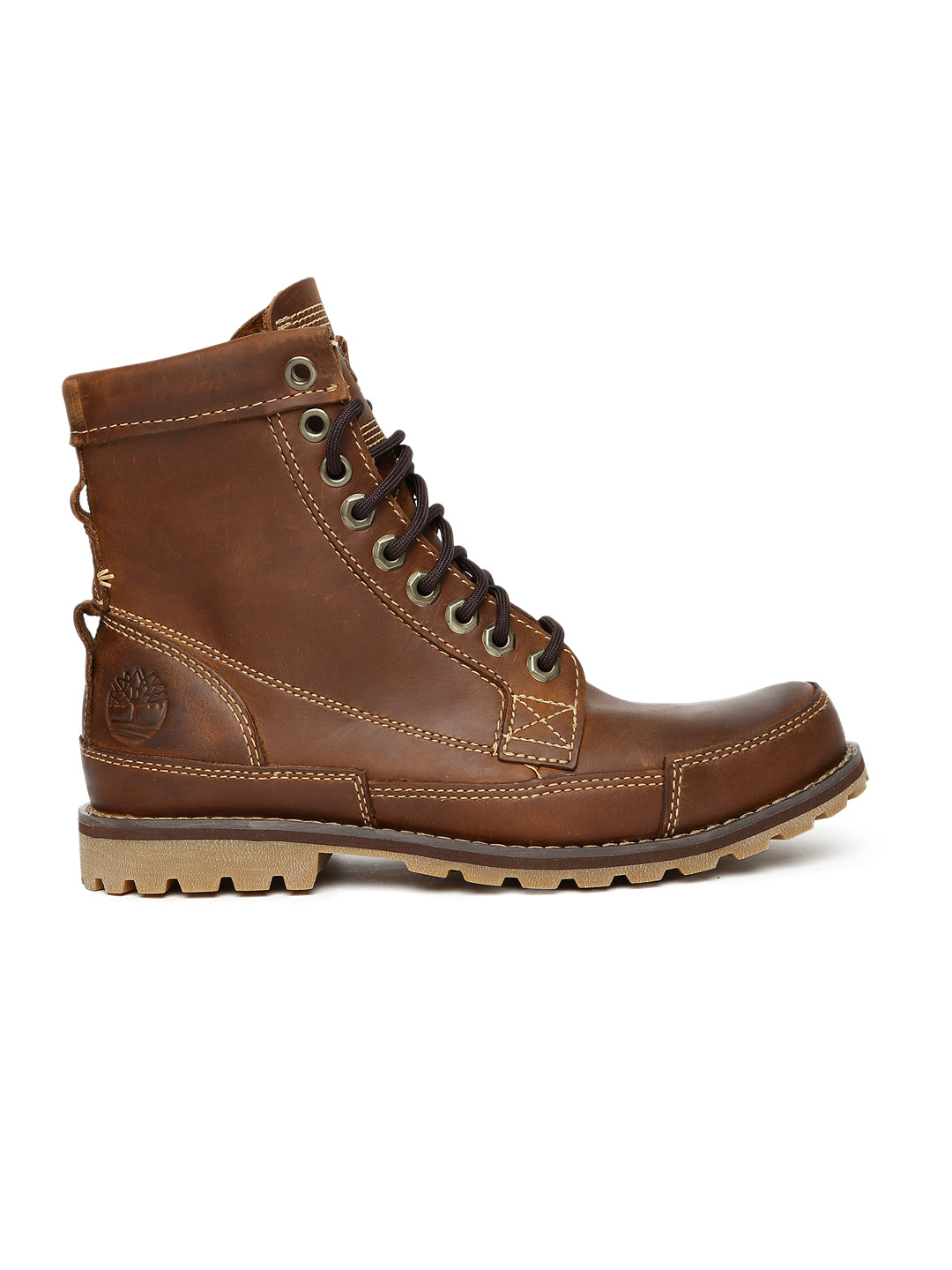 Buy Timberland Men Brown Solid Leather High Top Flat Boots
