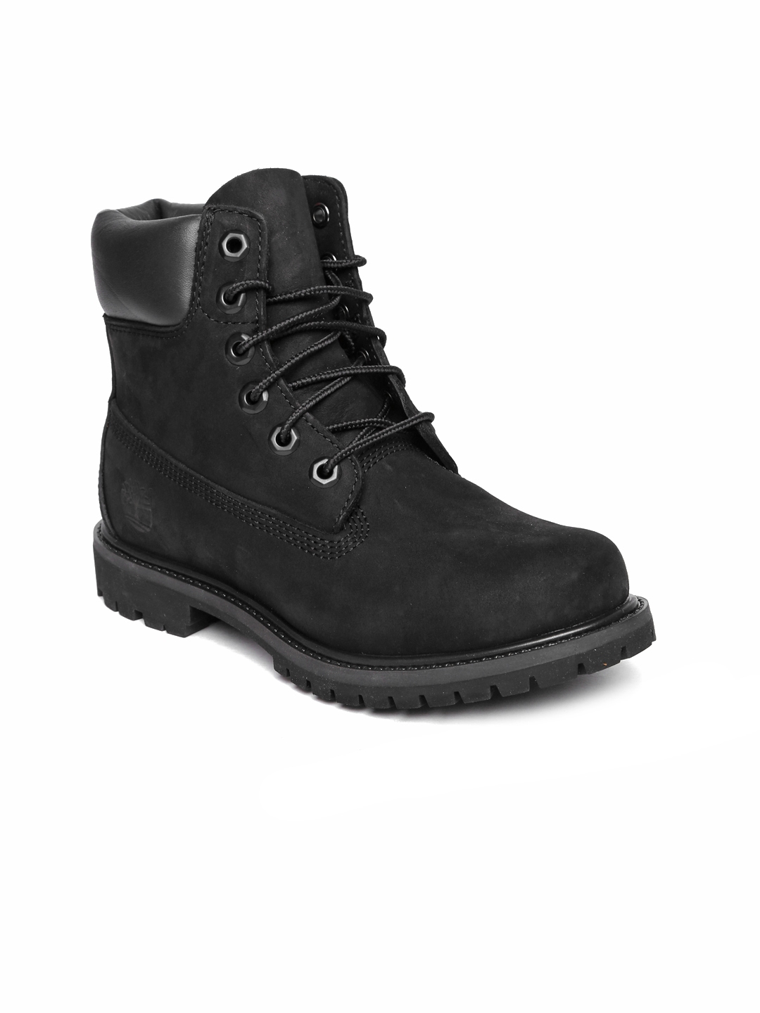 Buy Timberland Women Black Solid Leather Mid Top Flat Boots - Boots for ...