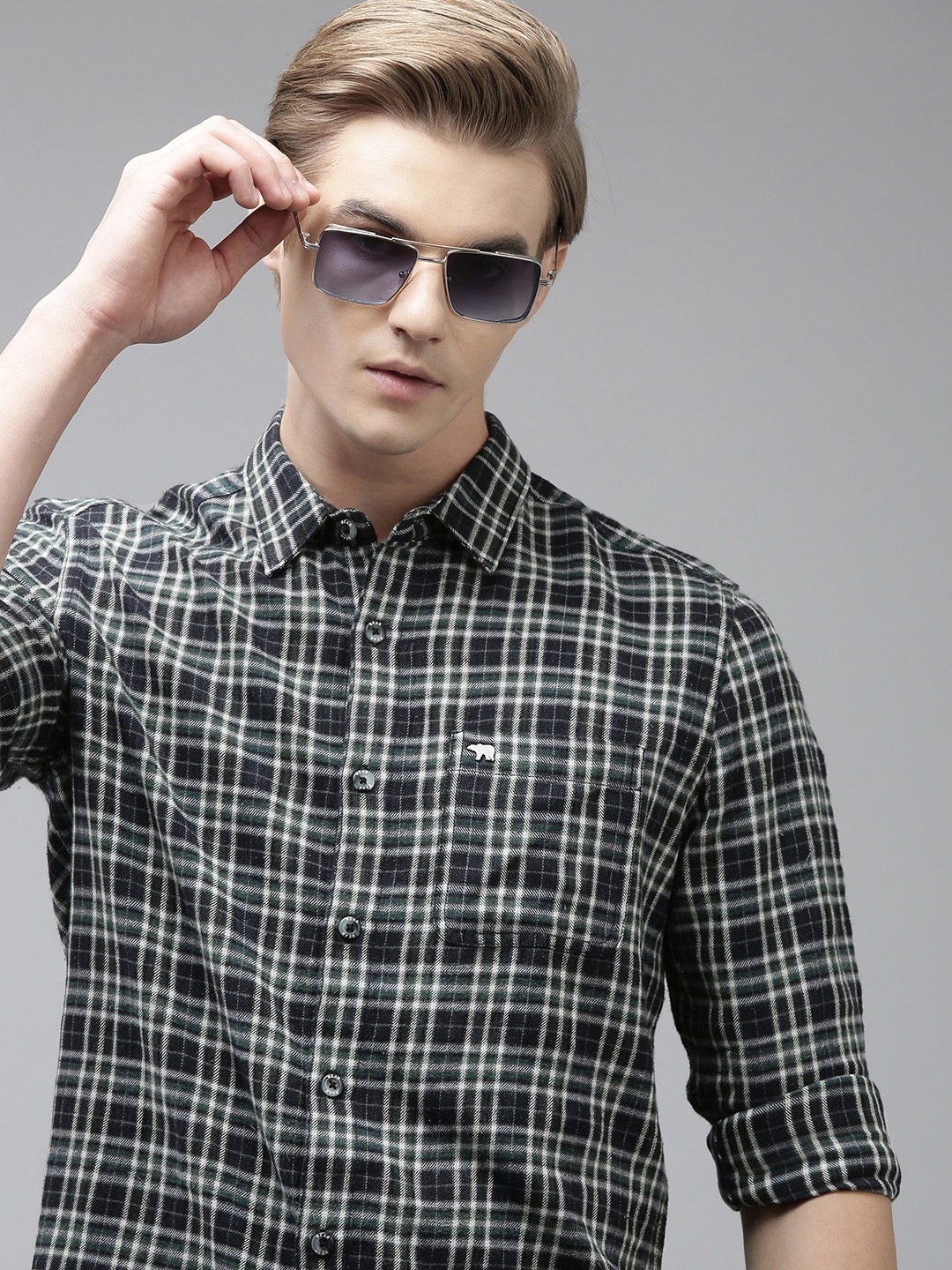 Buy THE BEAR HOUSE Men Slim Fit Checked Pure Cotton Flannel Casual buy-the-bear-house-men-slim-fit-checked-pure-cotton-flannel-casual