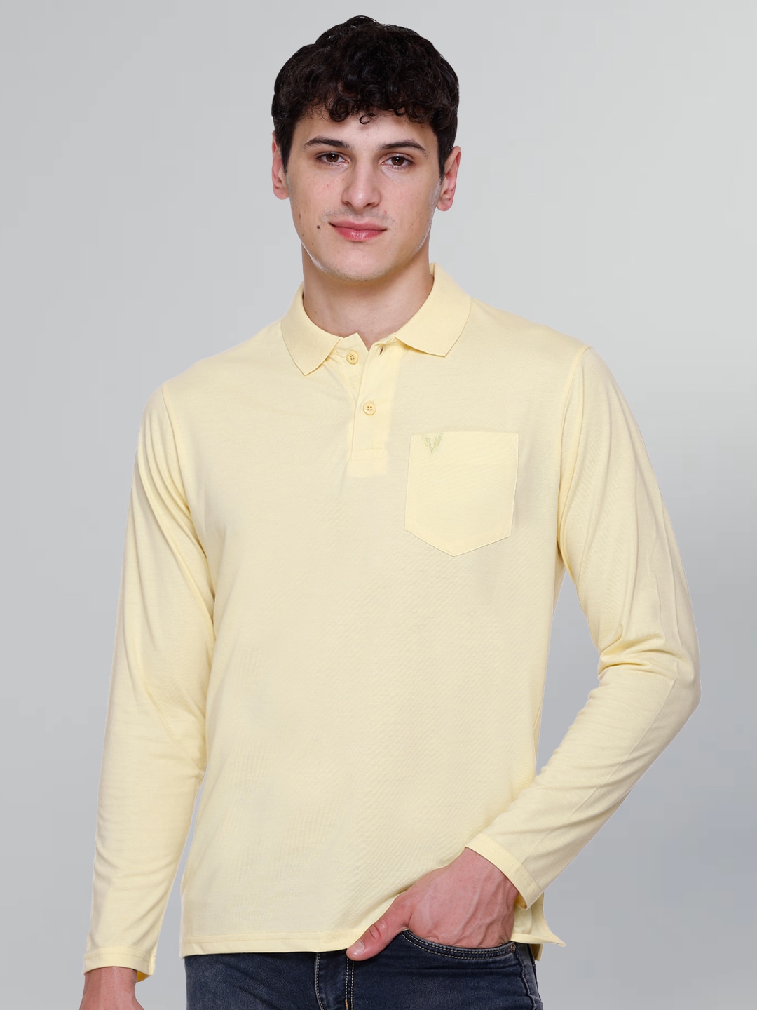 Buy GODFREY Polo Collar Long Sleeves Cotton T Shirt - Tshirts for Men ...