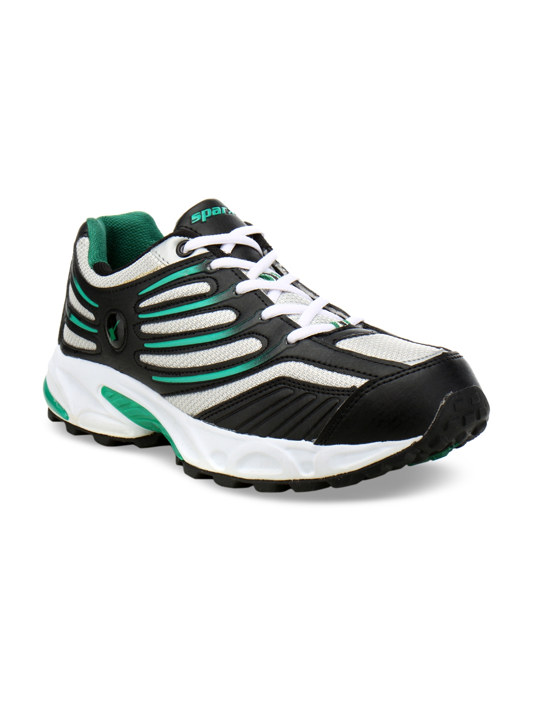 sparx men's sports running shoes black green