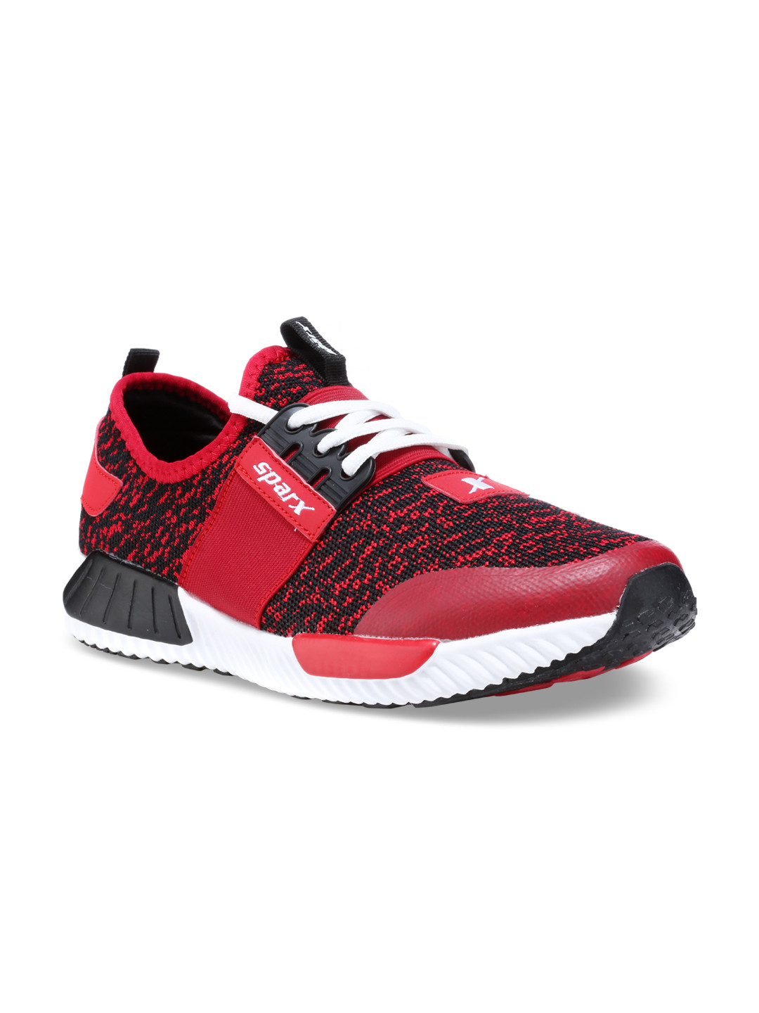 sparx men's black and red running shoes