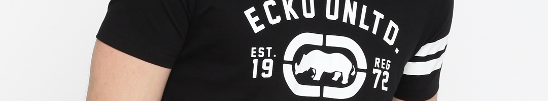 Buy Ecko Unltd Men Black Printed Round Neck Slim Fit T Shirt - Tshirts ...