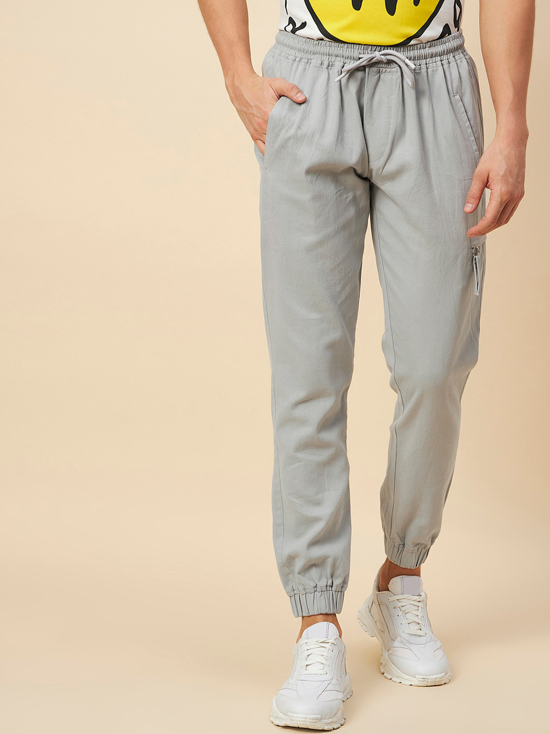 Mid-Rise Denim Cargo Joggers