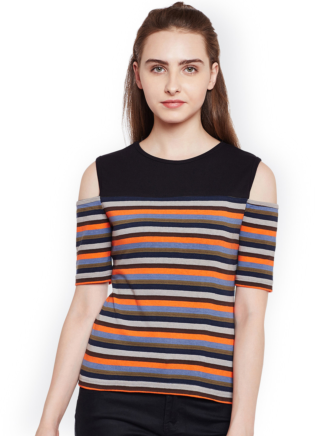 multicoloured striped top womens