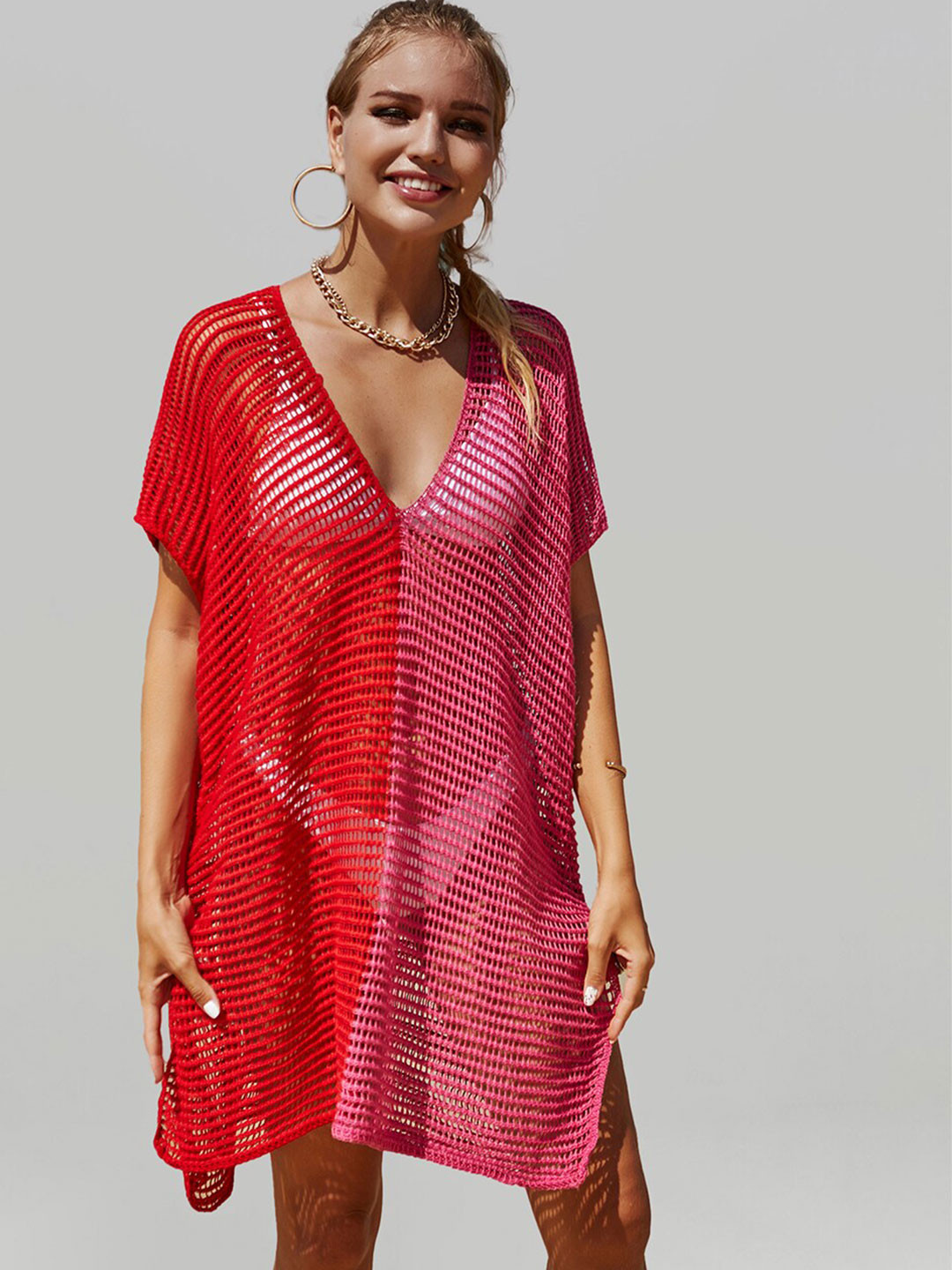 Buy JC Collection Colourblocked Crochet Swimwear Cover Up Dress Swimwear Cover Up Top for