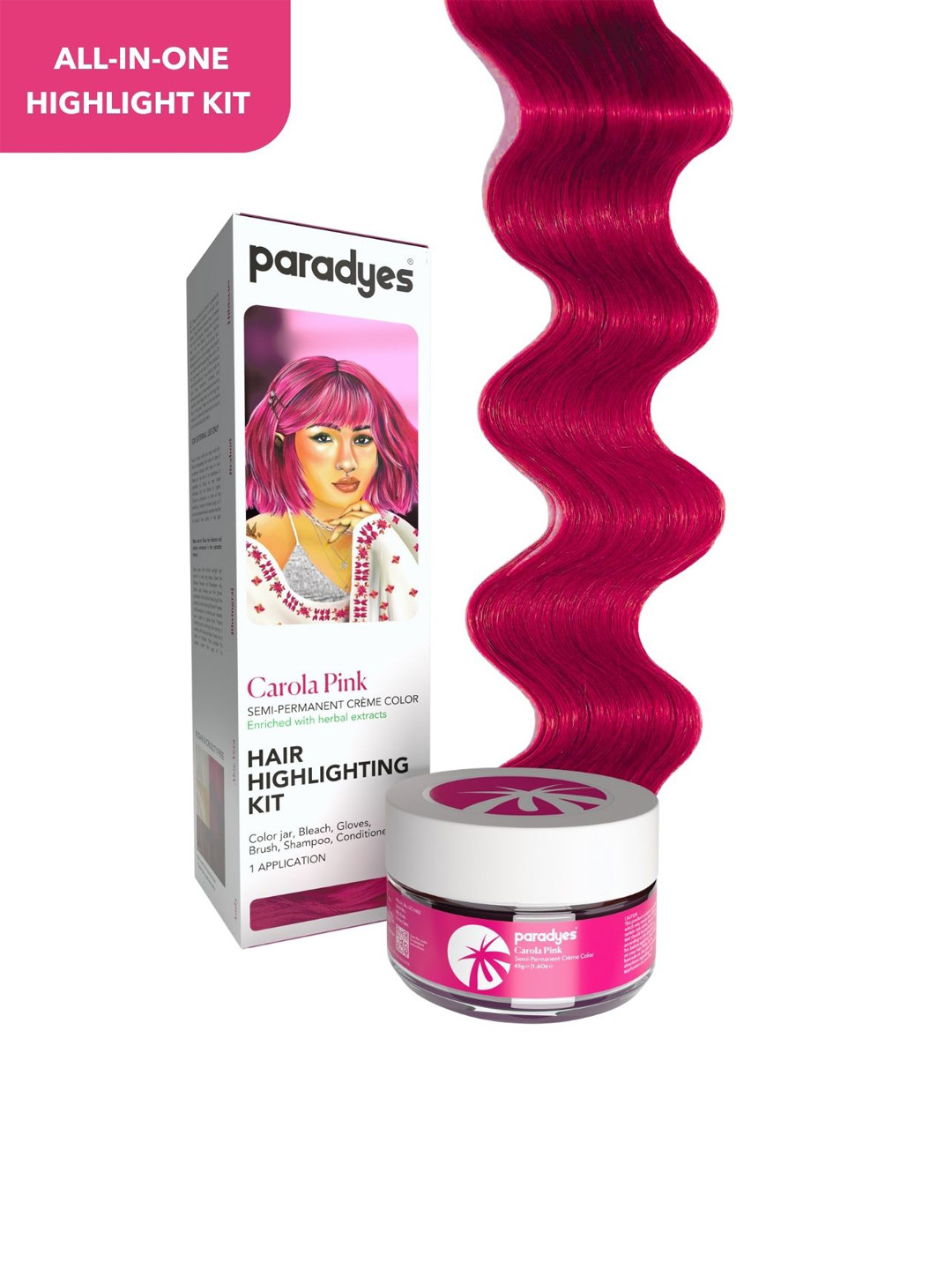 Buy Paradyes Semi Permanent Hair Color Highlighting Kit 100g Carola Pink Hair Colour for