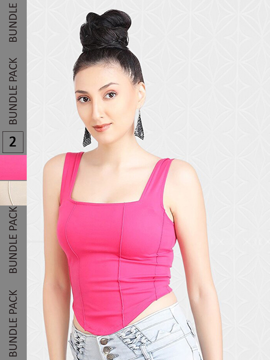 Buy Designer Bugs Pack Of 2 Square Neck Sleeveless Fitted Crop Tops