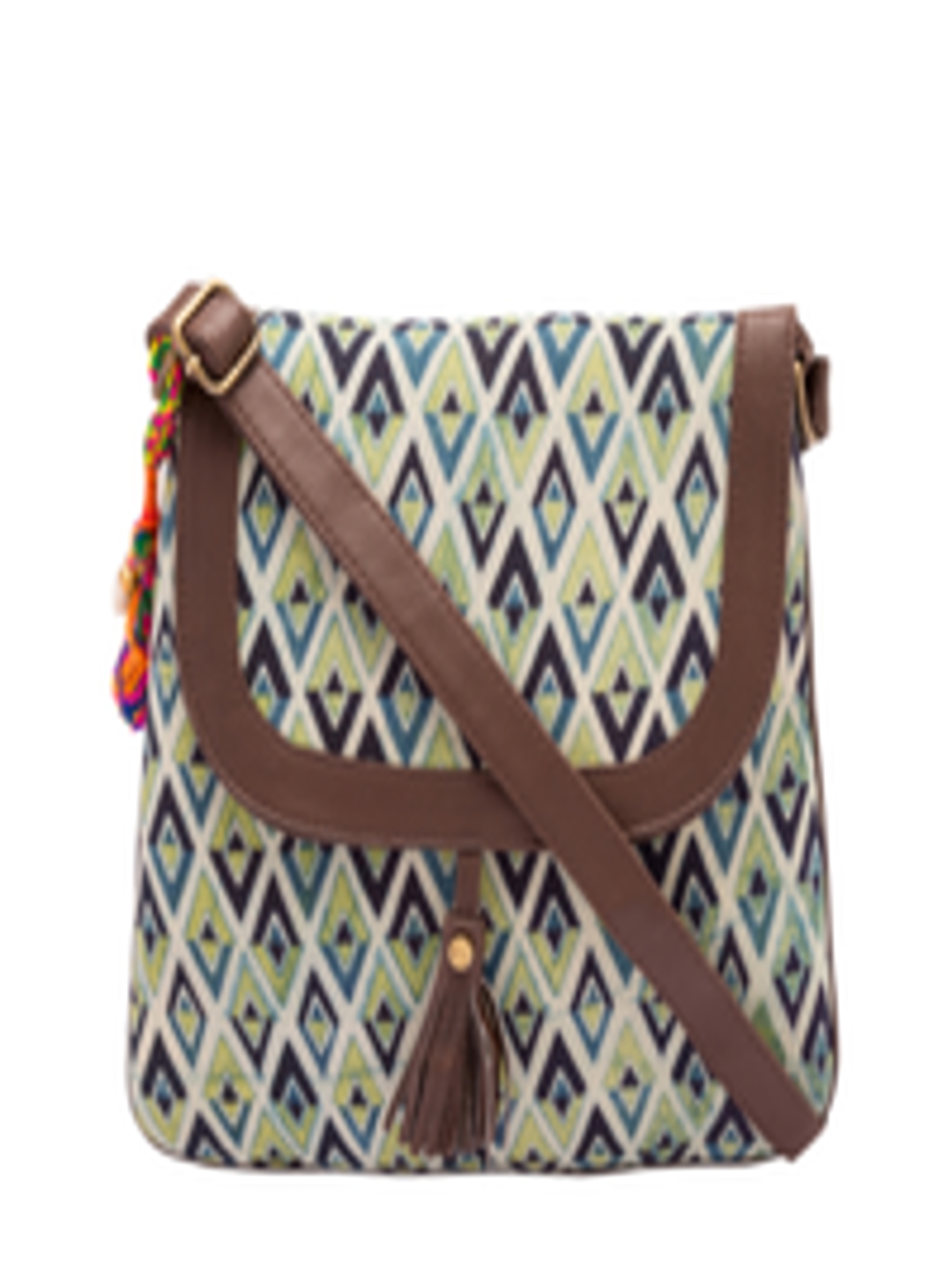 Buy Vivinkaa Blue & Off White Printed Sling Bag - Handbags for Women 2337549 | Myntra