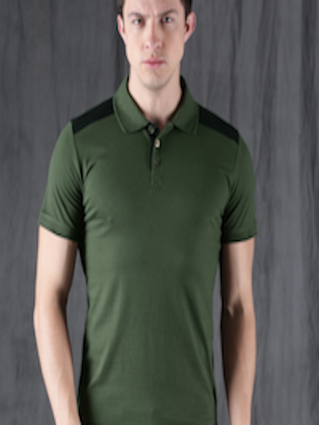Buy WROGN Men Green Solid Polo Collar Slim Fit T Shirt - Tshirts for ...