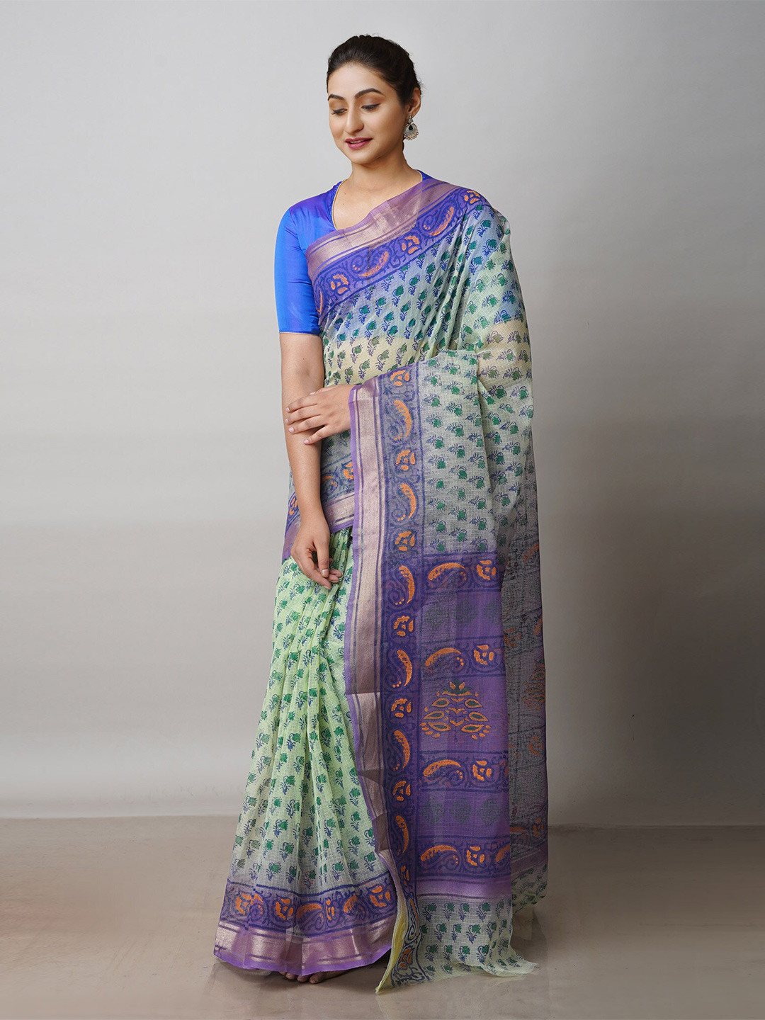 Buy Unnati Silks Ethnic Motifs Printed Zari Pure Cotton Kota Saree